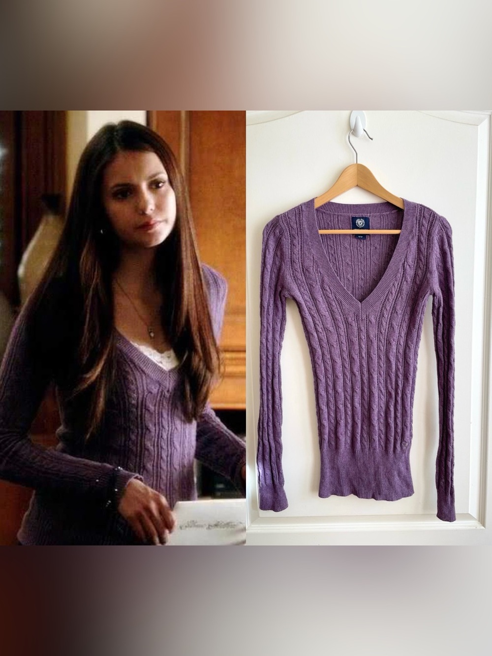 Vintage Y2K American Eagle Purple Sweater ASO Elena Gilbert Vampire Diaries